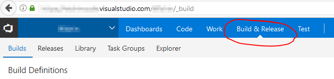 Build and Releases tab